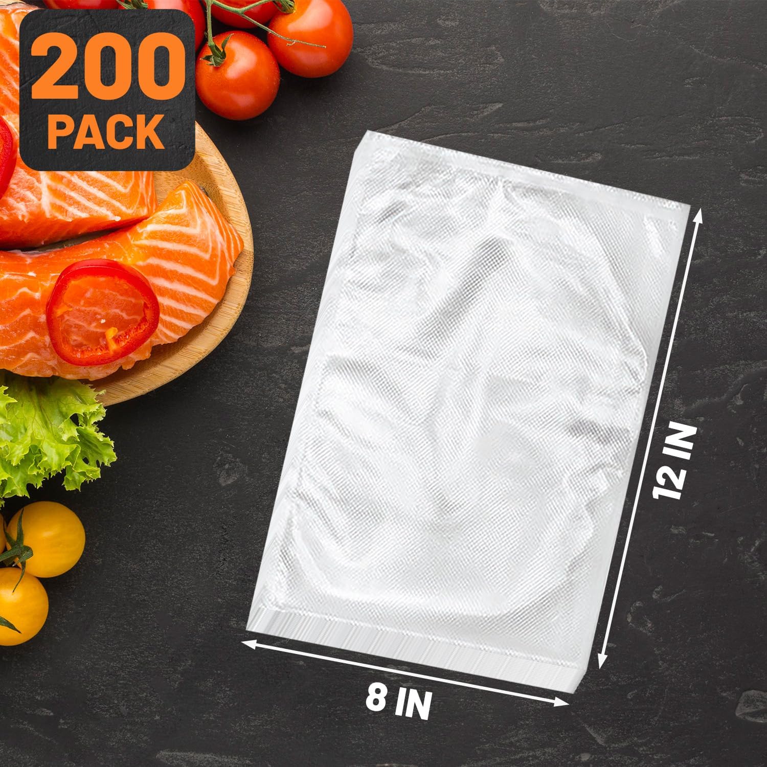Vacuum Sealer Bags, 200 Quart BPA Free 8x12 Inch Vacuum Seal Bags for Food Saver, Seal a Meal, Weston. Heavy Duty Commercial Grade Vacuum Food Storage Bags for Sous Vide Freezer Vac Storage Meal Prep - Image 5