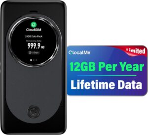 GlocalMe MeowGo G50Max 5G Mobile Hotspot, NTN Satellite Communication(SMS), Portable WiFi Hotspot for Travel in 200+ Regions, AI Smart Pocket WiFi with Lifetime Data, 12GB Per Year, No SIM Required