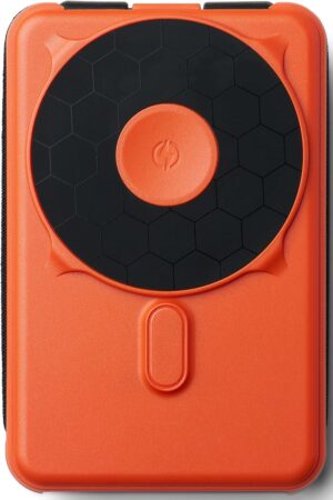 RIDGE Magnetic Power Bank Battery Pack 10,000mAh - Fast Charging, Compatible with MagSafe - Portable Charger Powerbank - with Built in Cables, Wireless Charging & Magnetic Attachment (Basecamp Orange)