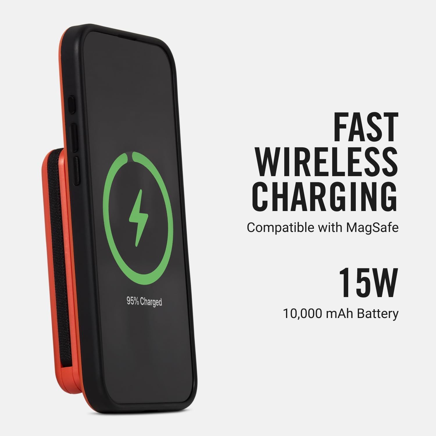 RIDGE Magnetic Power Bank Battery Pack 10,000mAh - Fast Charging, Compatible with MagSafe - Portable Charger Powerbank - with Built in Cables, Wireless Charging & Magnetic Attachment (Basecamp Orange) - Image 2