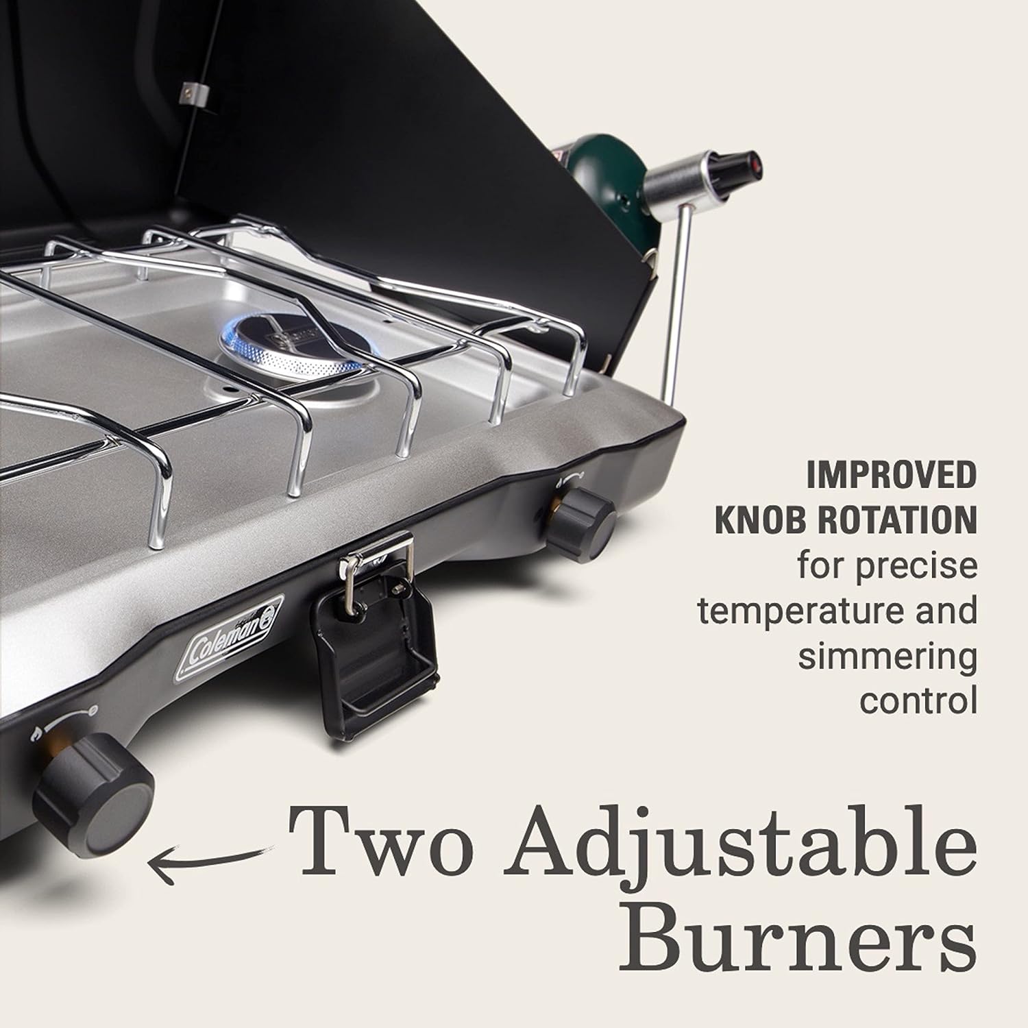 Coleman Triton 2-Burner Propane Stove, Portable Camping Cooktop with 2 Adjustable Burners & Wind Guards, 22,000 BTUs of Power for Camping, Tailgating, Grilling, BBQ, & More - Image 5